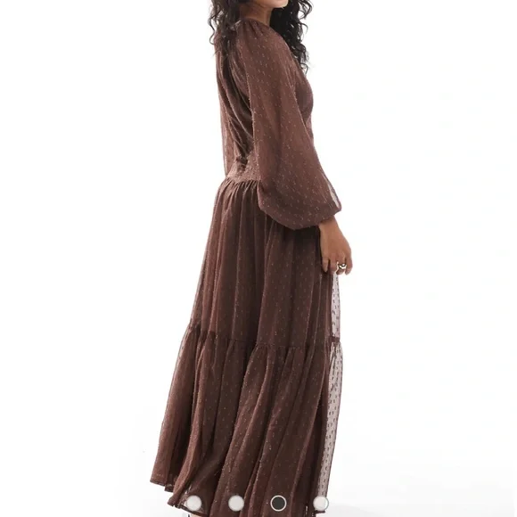 ASOS Brown Long Sleeve Dress - Picture 3 of 15